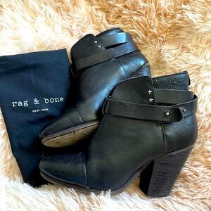 Rag & Bone | HARROW Leather Ankle Boho Boots Booties | Black | Size 36 | 5.5 US